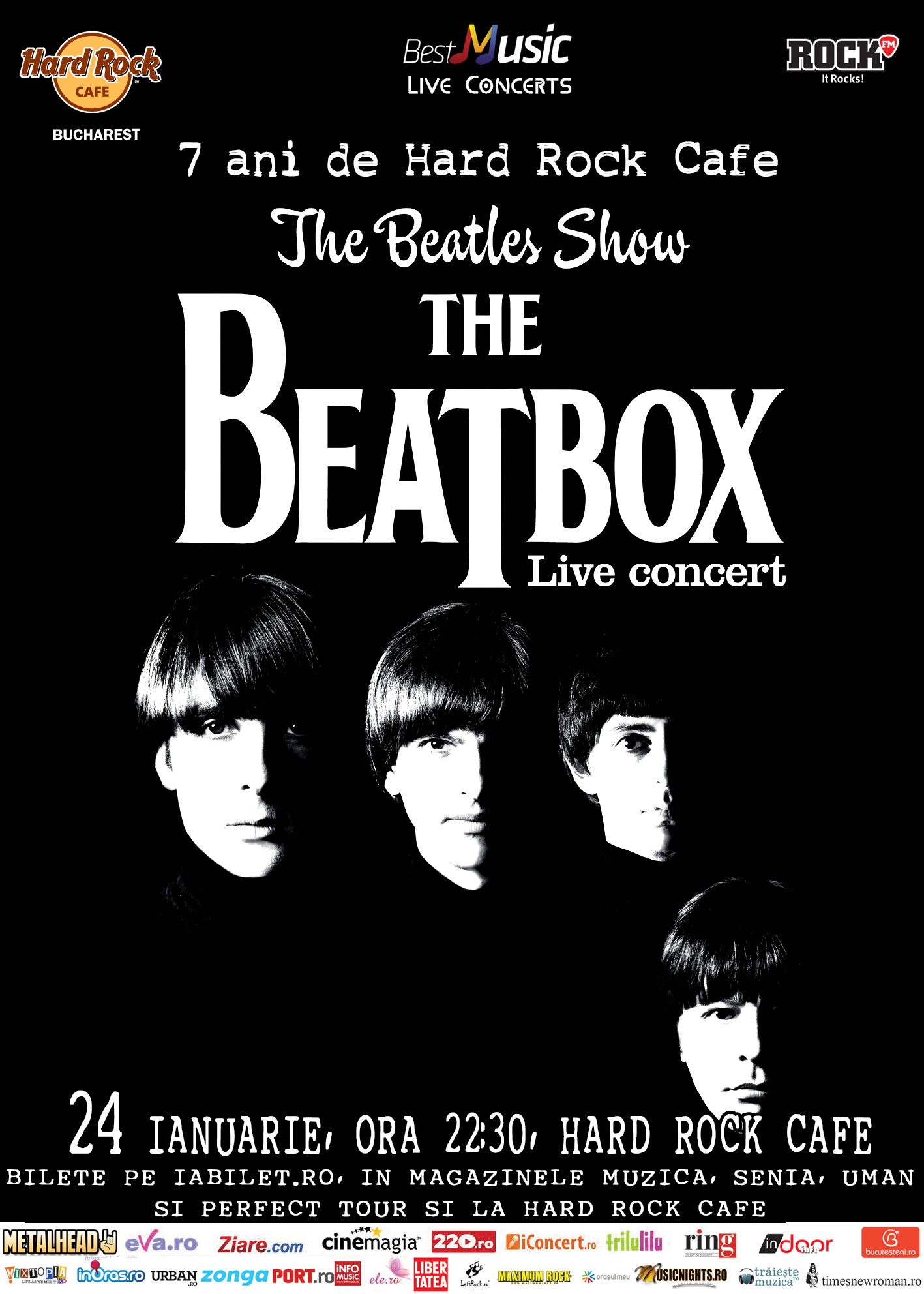 Vino costumat la 7 ani de Hard Rock Café la Beatles Live Tribute si poti castiga premii surpriza